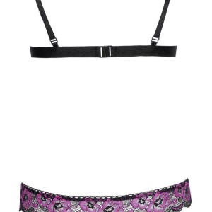 ensemble soutiengorge et culotte ouverte en dentelle noire et rose de la collection cottelli. ensemble soutiengorge et culotte ouverte en dentelle noire et rose de la collection cottelli.