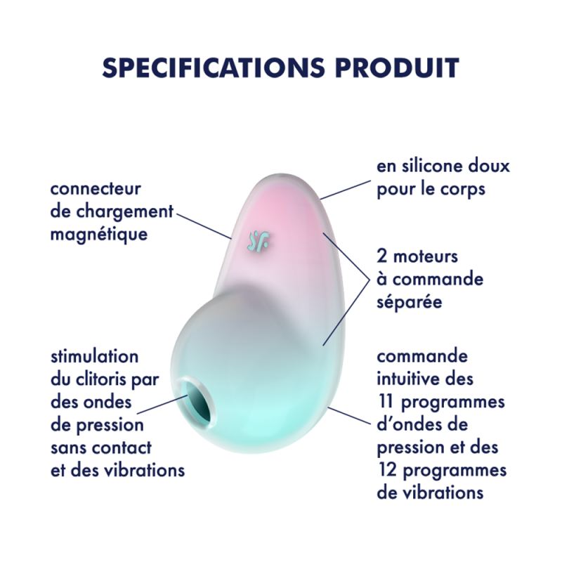 Stimulateur clitoridien par onde de pression sans contact et par vibration USB vert et rose, Pixie Dust Satisfyer - CC597837 Stimulateur clitoridien par onde de pression sans contact et par vibration USB vert et rose, Pixie Dust Satisfyer - CC597837