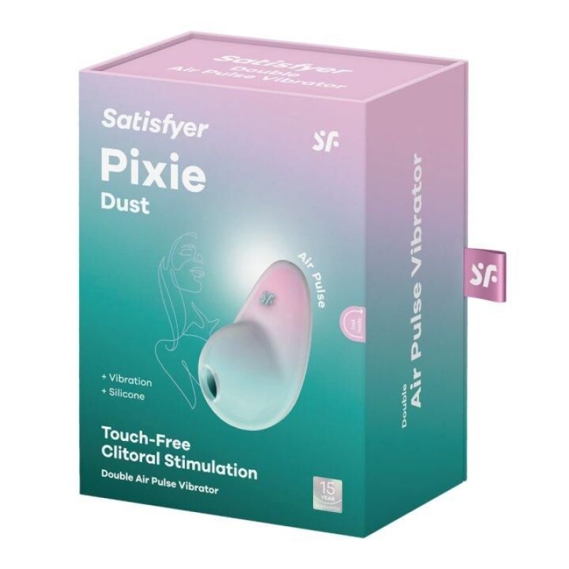 Stimulateur clitoridien par onde de pression sans contact et par vibration USB vert et rose, Pixie Dust Satisfyer - CC597837 Stimulateur clitoridien par onde de pression sans contact et par vibration USB vert et rose, Pixie Dust Satisfyer - CC597837