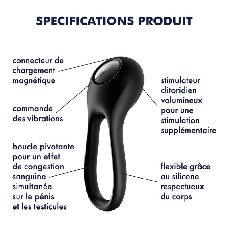 Cockring vibrant USB Majestic Duo Satisfyer - CC597750 Cockring vibrant USB Majestic Duo Satisfyer - CC597750