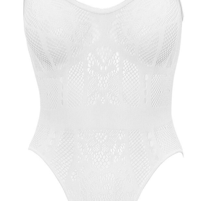 Body string en résille et dentelle blanche très élastique pour épouser votre silhouette - Cottelli Body string en résille et dentelle blanche très élastique pour épouser votre silhouette - Cottelli