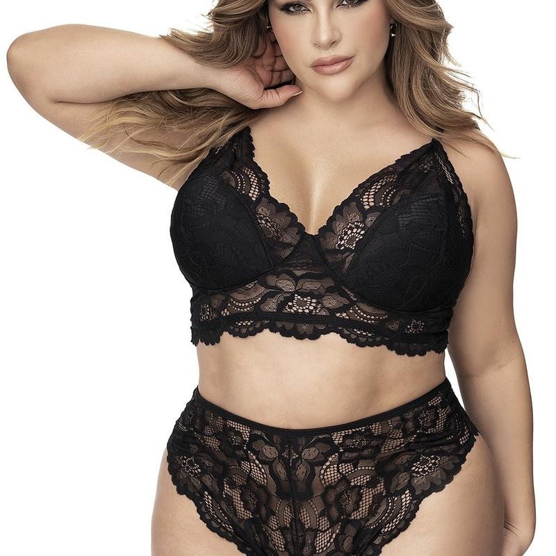 Ensemble lingerie en fibres recyclées noir grande taille - Mapalé Ensemble lingerie en fibres recyclées noir grande taille - Mapalé