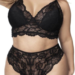 Ensemble lingerie en fibres recyclées noir grande taille - Mapalé Ensemble lingerie en fibres recyclées noir grande taille - Mapalé