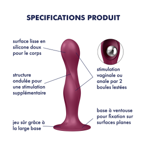 Gode ventouse silicone rouge "Double Ball-R" - Satisfyer Gode ventouse silicone rouge "Double Ball-R" - Satisfyer