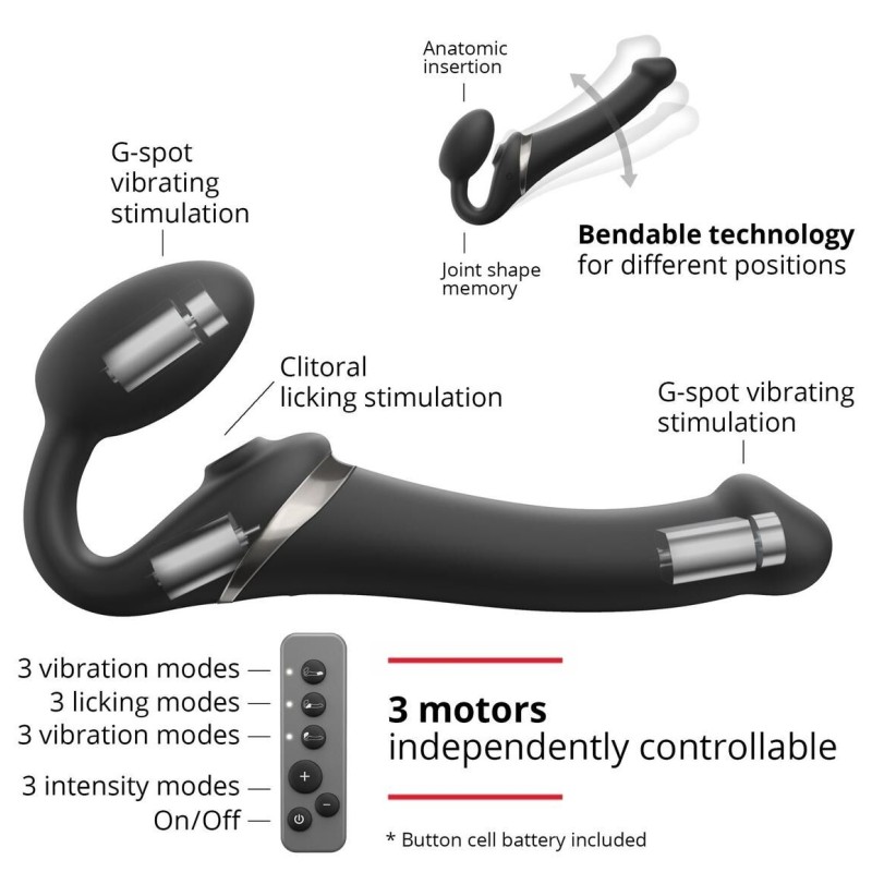 Dildo Multi Orgasm Strap-On-Me M 15 x 3.8cm Noir Dildo Multi Orgasm Strap-On-Me M 15 x 3.8cm Noir