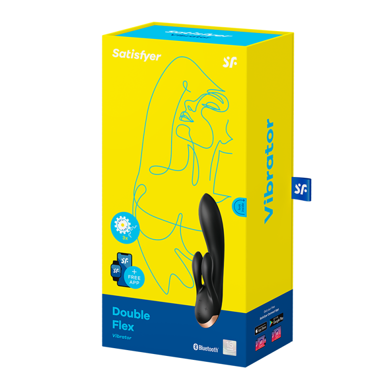 Vibromasseur rabbit noir double stimulation clitoris Double Flex Satisfyer - CC597809 Vibromasseur rabbit noir double stimulation clitoris Double Flex Satisfyer - CC597809