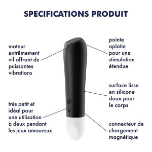 Vibromasseur noir USB Ultra Power Bullet 2 Satisfyer Vibromasseur noir USB Ultra Power Bullet 2 Satisfyer