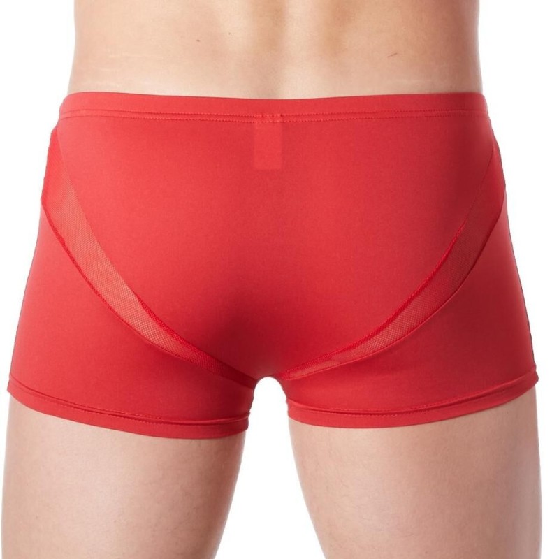 lingerie homme : boxer rouge avec bandes résille lingerie homme : boxer rouge avec bandes résille