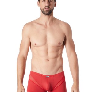 lingerie homme : boxer rouge avec bandes résille lingerie homme : boxer rouge avec bandes résille