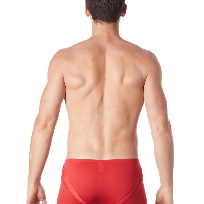 lingerie homme : boxer rouge avec bandes résille lingerie homme : boxer rouge avec bandes résille