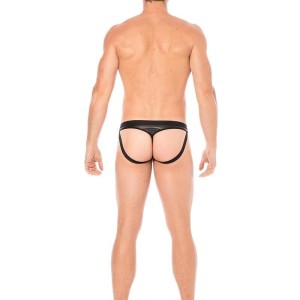 jock en simili cuir et résille rouge transparente. jock en simili cuir et résille rouge transparente.