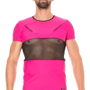 T-shirt rose résille filet noir - lingerie sexy homme pas cher T-shirt rose résille filet noir - lingerie sexy homme pas cher