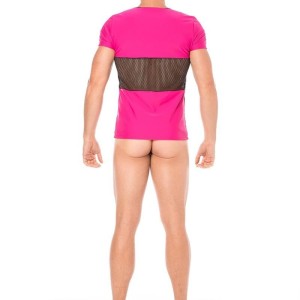 T-shirt rose résille filet noir - lingerie sexy homme pas cher T-shirt rose résille filet noir - lingerie sexy homme pas cher