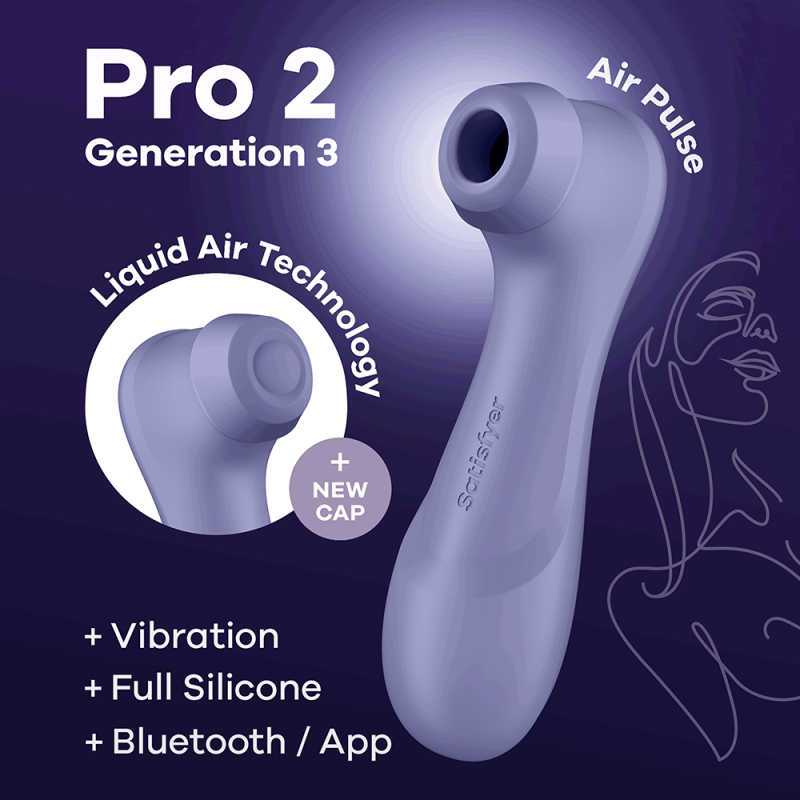 Stimulateur de clitoris 2 embouts Connecté avec technologie Liquid air Pro 2 Generation 3 violet USB Satisfyer - CC597815 Stimulateur de clitoris 2 embouts Connecté avec technologie Liquid air Pro 2 Generation 3 violet USB Satisfyer - CC597815