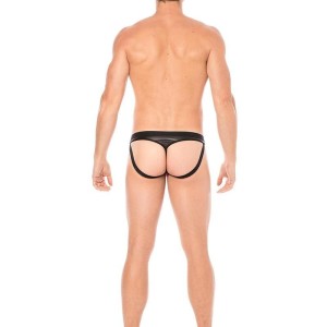 Jock similicuir noir et résille rouge - lingerie sexy homme pas cher Jock similicuir noir et résille rouge - lingerie sexy homme pas cher