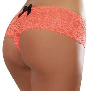 Lingerie shorty orange corail ouvert en dentelle Lingerie shorty orange corail ouvert en dentelle