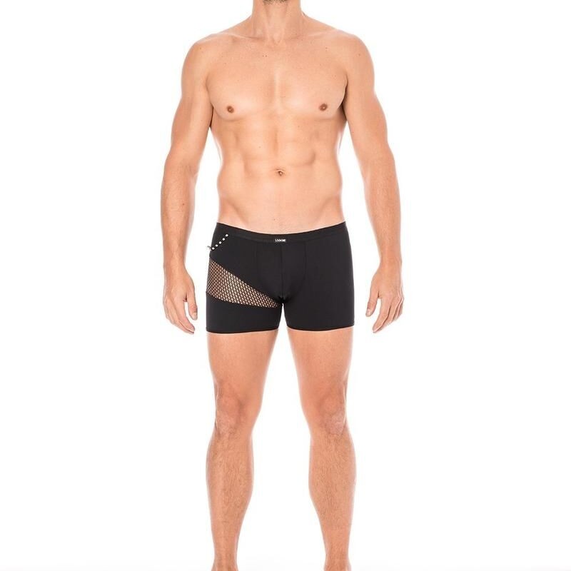 Boxer noir filet et corde homme - lingerie sexy homme pas cher Boxer noir filet et corde homme - lingerie sexy homme pas cher