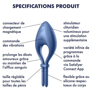 Cockring vibrant connecté USB bleu Bullseye Satisfyer - CC597798 Cockring vibrant connecté USB bleu Bullseye Satisfyer - CC597798