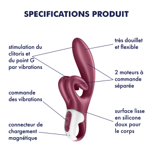 Vibromasseur rabbit point G rouge double stimulation clitoridienne Touch Me Satisfyer - CC597811SA Vibromasseur rabbit point G rouge double stimulation clitoridienne Touch Me Satisfyer - CC597811SA