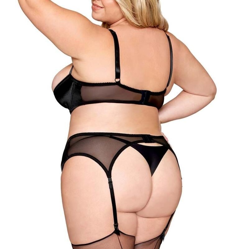 Soutien-gorge Demi-Seins en satin noir grande taille - Dreamgirl Soutien-gorge Demi-Seins en satin noir grande taille - Dreamgirl