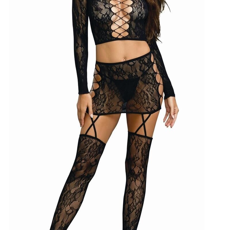 dreamgirl ensemble top minijupe jarretelles et bas dreamgirl ensemble top minijupe jarretelles et bas
