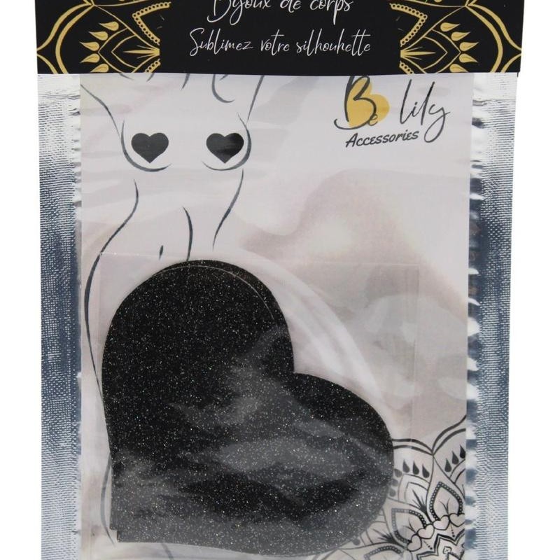 Caches tétons coeur pailleté noir - BeLily Accessories Caches tétons coeur pailleté noir - BeLily Accessories