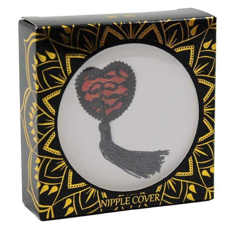 Caches tétons rouges et noirs avec pompon - BeLily Accessories Caches tétons rouges et noirs avec pompon - BeLily Accessories