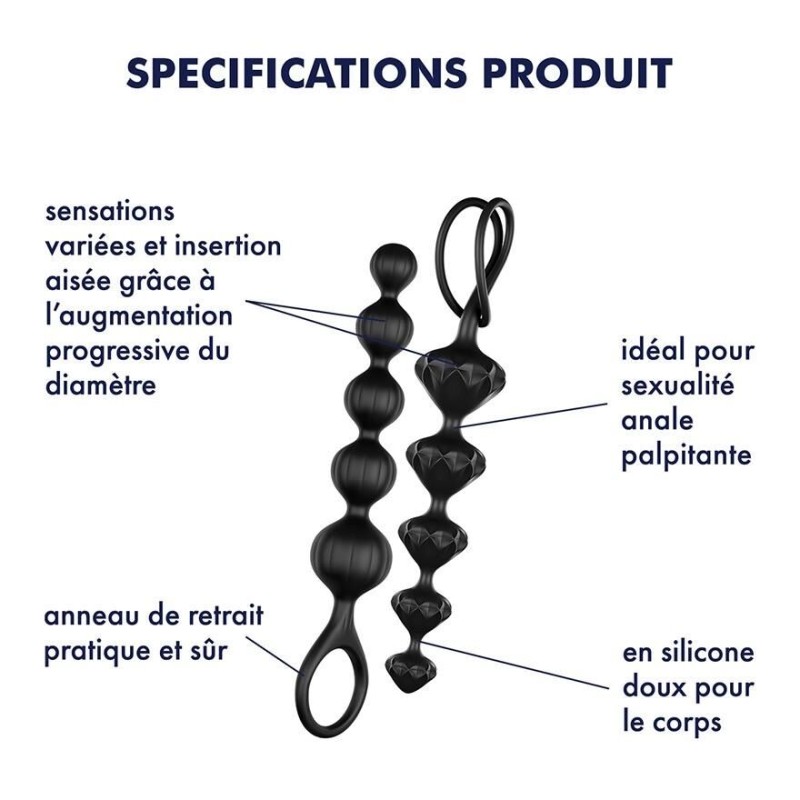 Kit de 2 chapelets Satisfyer beads - Noirs Kit de 2 chapelets Satisfyer beads - Noirs