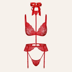 Ensemble de lingerie 5 Pièces Bondage Red Lace | Séduction et Audace Ensemble de lingerie 5 Pièces Bondage Red Lace | Séduction et Audace