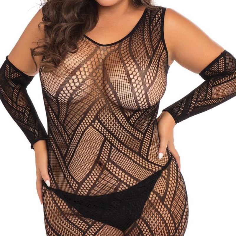 nuisette effet robe en résille dans un style crochet, pour femme grande taille, de la marque rené rofé nuisette effet robe en résille dans un style crochet, pour femme grande taille, de la marque rené rofé