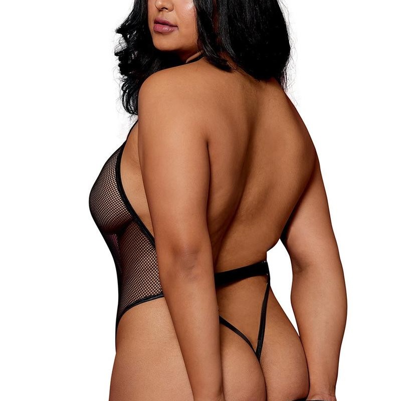 body, grande taille, en résille noire de dreamgirl lingerie sexy. body, grande taille, en résille noire de dreamgirl lingerie sexy.
