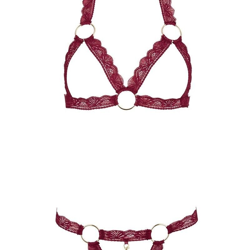 soutiengorge seins ouvert avec des bandes dentelle élastique et string assorti de la collection cottelli. soutiengorge seins ouvert avec des bandes dentelle élastique et string assorti de la collection cottelli.