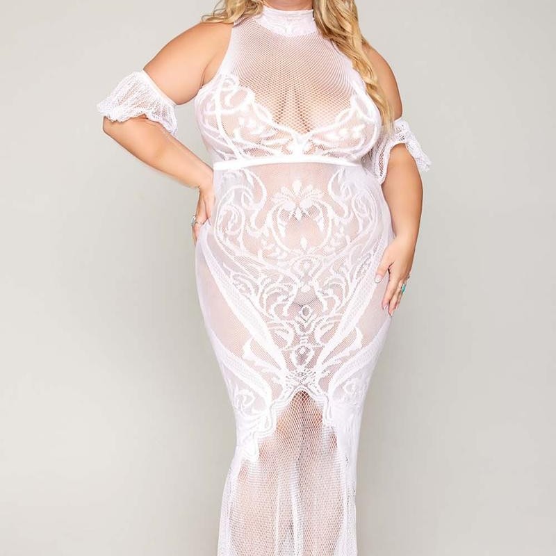 robe bodystocking blanche, grande taille, en résille de dreamgirl bas et collants robe bodystocking blanche, grande taille, en résille de dreamgirl bas et collants
