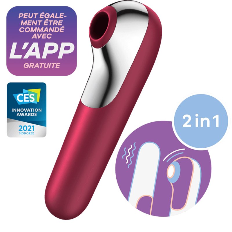 Stimulateur de clitoris + Vibromasseur Dual Love Rouge Stimulateur de clitoris + Vibromasseur Dual Love Rouge