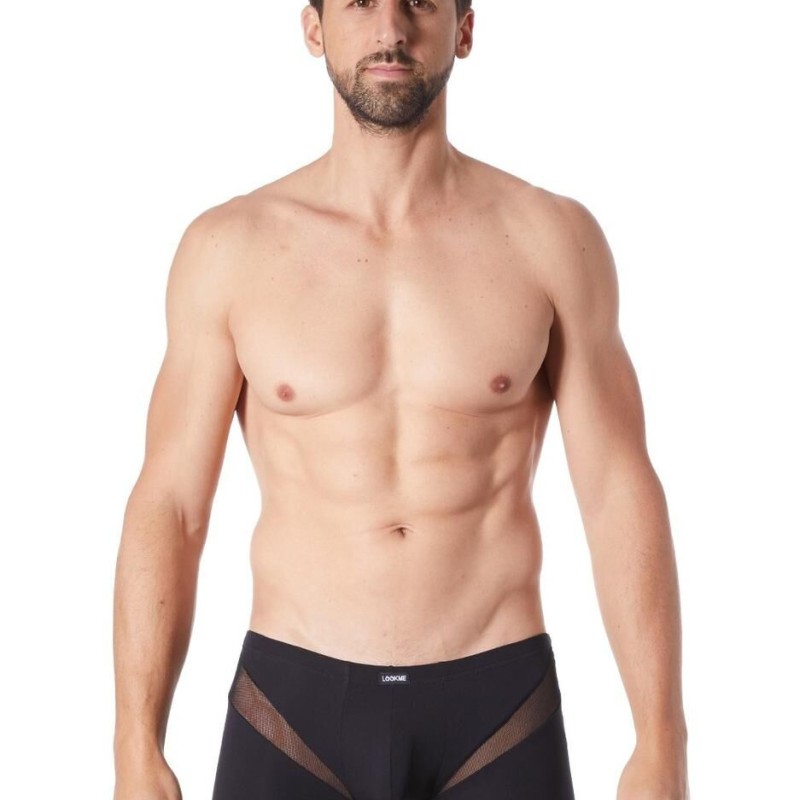lingerie homme : boxer noir avec bandes résille lingerie homme : boxer noir avec bandes résille