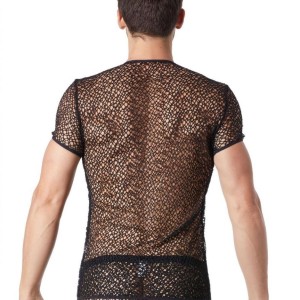 sous vêtement homme : tshirt noir filet irrégulier sous vêtement homme : tshirt noir filet irrégulier