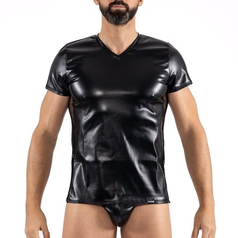 T-Shirt noir Black Desire en simili cuir - Lookme T-Shirt noir Black Desire en simili cuir - Lookme