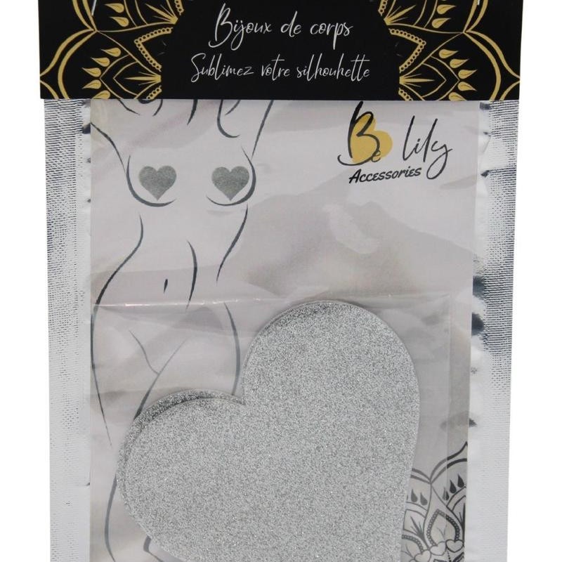 Caches tétons coeur pailleté blanc - BeLily Accessories Caches tétons coeur pailleté blanc - BeLily Accessories