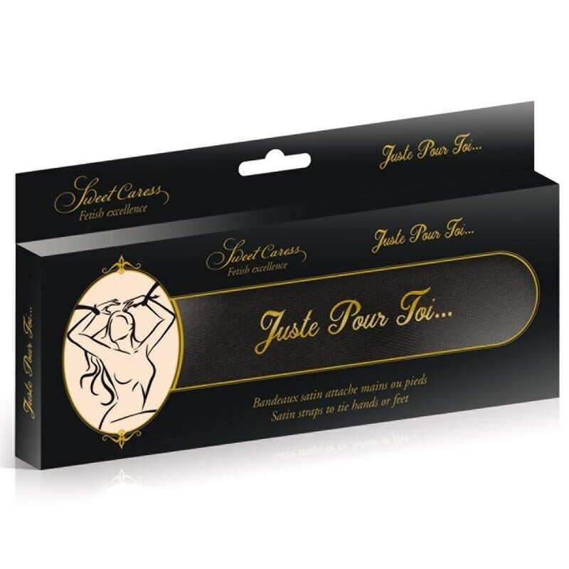 fétichiste : bandeaux satinés noirs pour chevilles et poignets fétichiste : bandeaux satinés noirs pour chevilles et poignets