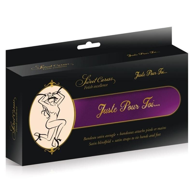 Fétichiste : 5 bandeaux satinés violets pour chevilles, poignets et pour le bandage des yeux Fétichiste : 5 bandeaux satinés violets pour chevilles, poignets et pour le bandage des yeux