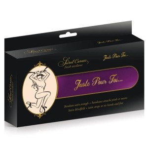 Fétichiste : 5 bandeaux satinés violets pour chevilles, poignets et pour le bandage des yeux Fétichiste : 5 bandeaux satinés violets pour chevilles, poignets et pour le bandage des yeux