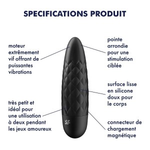 Vibromasseur noir USB Ultra Power Bullet 5 Satisfyer Vibromasseur noir USB Ultra Power Bullet 5 Satisfyer