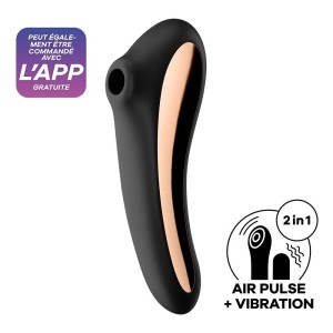 2 en 1 Stimulateur de clitoris et vibromasseur connecté USB noir Dual Kiss Satisfyer - CC597797 2 en 1 Stimulateur de clitoris et vibromasseur connecté USB noir Dual Kiss Satisfyer - CC597797