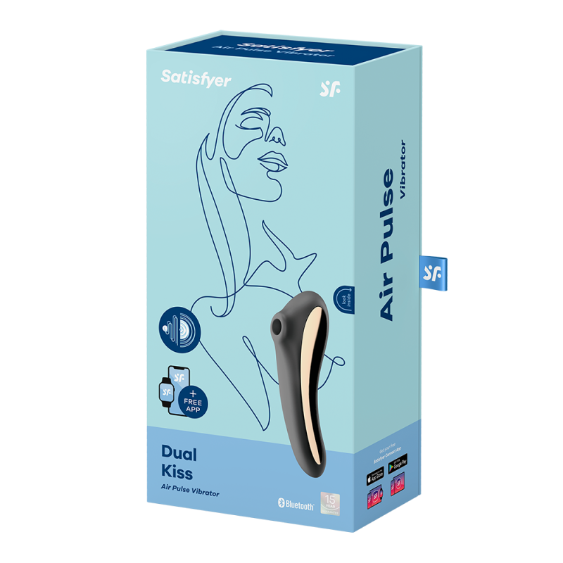 2 en 1 Stimulateur de clitoris et vibromasseur connecté USB noir Dual Kiss Satisfyer - CC597797 2 en 1 Stimulateur de clitoris et vibromasseur connecté USB noir Dual Kiss Satisfyer - CC597797