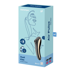 2 en 1 Stimulateur de clitoris et vibromasseur connecté USB noir Dual Kiss Satisfyer - CC597797 2 en 1 Stimulateur de clitoris et vibromasseur connecté USB noir Dual Kiss Satisfyer - CC597797