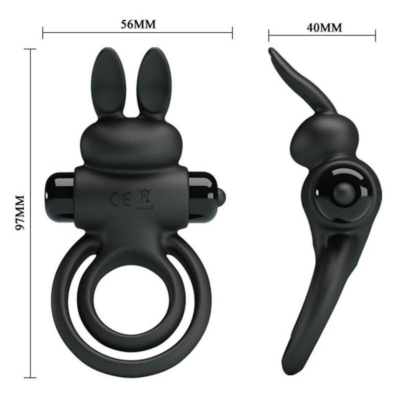 Cockring vibrant Dick Rabbit Petty Love 25mm Noir Cockring vibrant Dick Rabbit Petty Love 25mm Noir