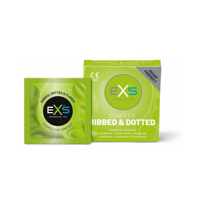 Préservatifs texturés Ribbed & Dotted x3 Préservatifs texturés Ribbed & Dotted x3