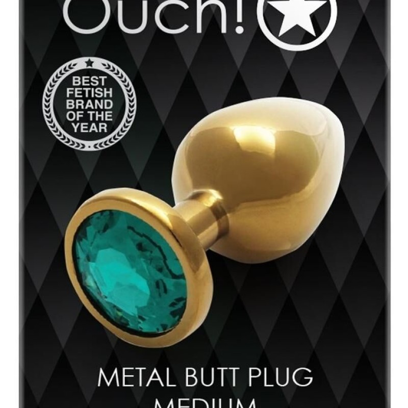 Bijou anal Round Gem M 7 x 3.3cm Doré-Vert Bijou anal Round Gem M 7 x 3.3cm Doré-Vert