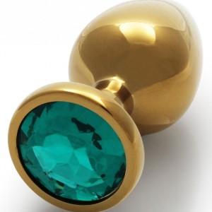 Bijou anal Round Gem M 7 x 3.3cm Doré-Vert Bijou anal Round Gem M 7 x 3.3cm Doré-Vert