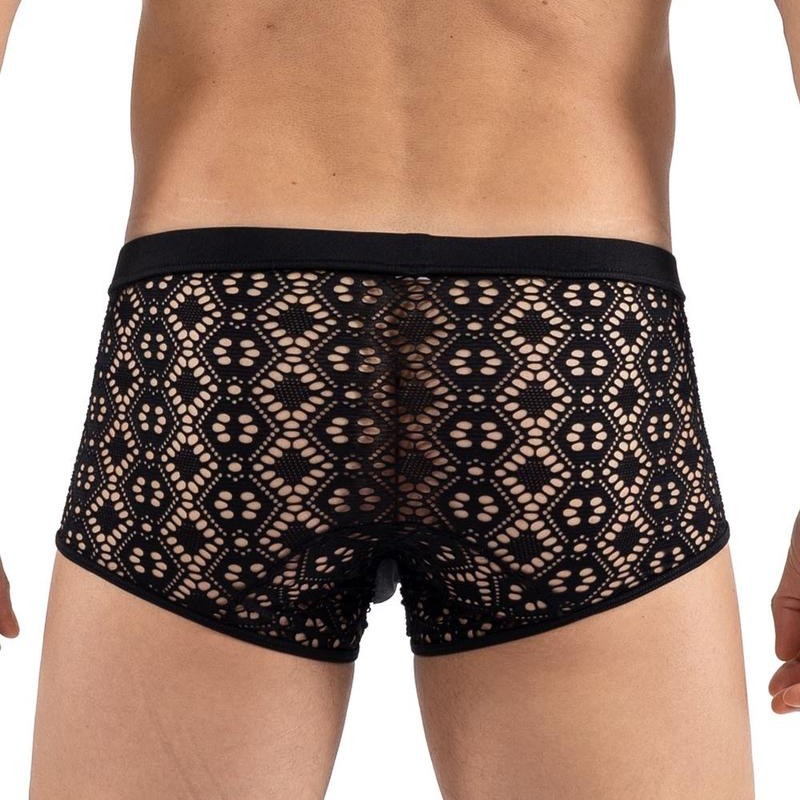Boxer noir résille brodée Shinny - Lookme Boxer noir résille brodée Shinny - Lookme